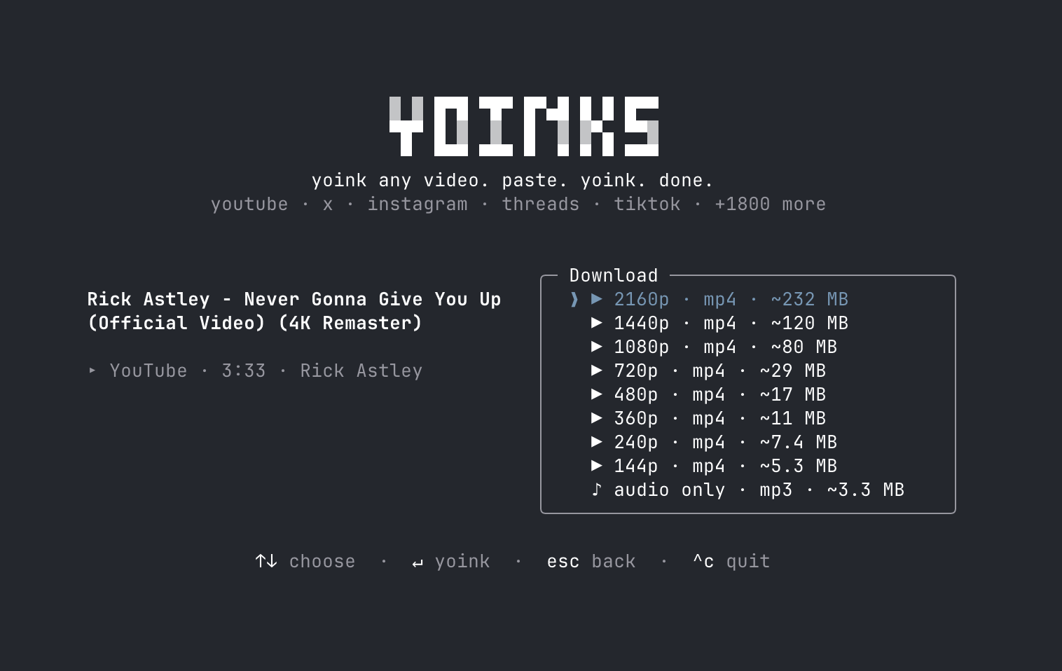yoinks format picker
